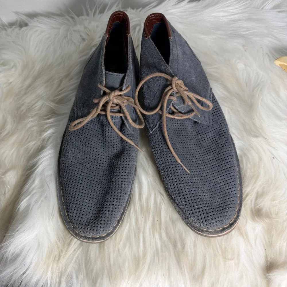 Kenneth Cole Reaction Desert Hill Grey Suede Perforated Chukka Boots Mens 11.5 M